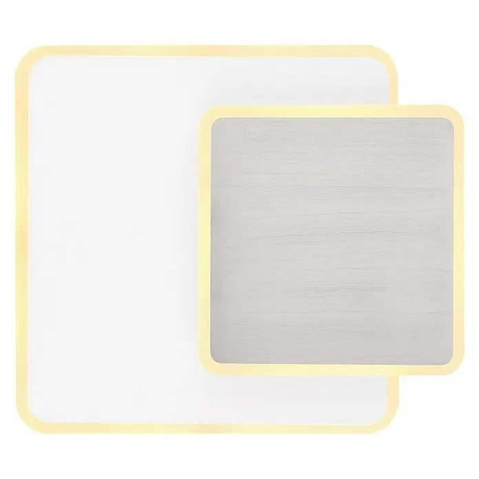 Globo LED-Wandleuchte MANY - 12 W, L x B x H: 17 x 20 x 17 cm, Weiß, Warmweiß - Elegante LED-Deckenleuchte mit zwei quadratischen Flächen in Weiß und Grau, umrahmt von einem sanften, warmen Lichtschein. Perfekt für moderne Innenräume.