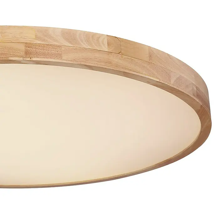 Globo LED-Deckenleuchte rund RAINER - 60 W, Ø x H: 80 x 10,5 cm, Holz, Mehrfarbig - Holzdeckenleuchte mit runder, weißer Abdeckung. Das natürliche Holzdesign verleiht jedem Raum eine warme Atmosphäre.