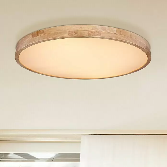 Globo LED-Deckenleuchte rund RAINER - 60 W, Ø x H: 80 x 10,5 cm, Holz, Mehrfarbig - Bildausschnitt