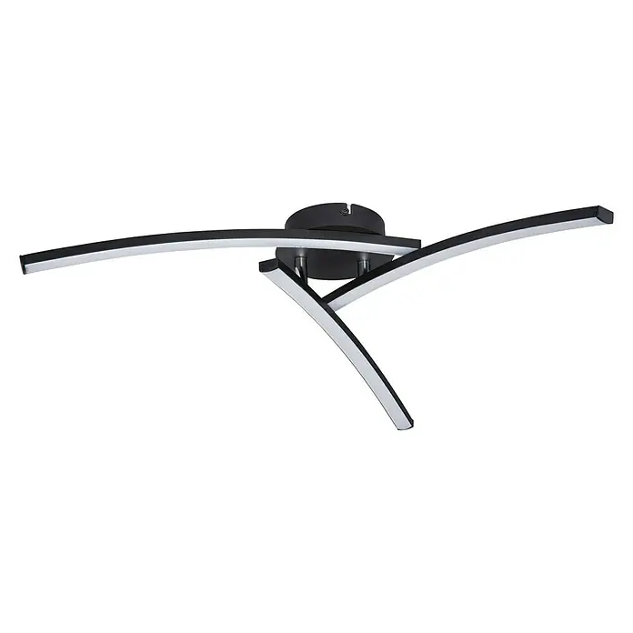 Globo LED-Deckenleuchte TANSY I - 18 W, Schwarz, Warmweiß, 1 Stk. - Schwarze LED-Deckenleuchte mit geschwungenen Armen für modernes Design und helle Ausleuchtung.
