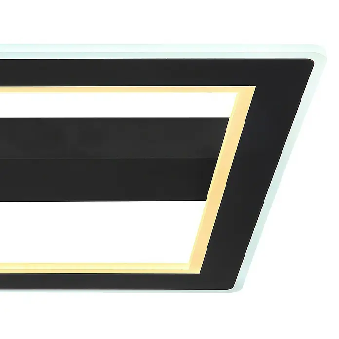 Globo LED-Deckenleuchte MATTIA - 30 W, L x B x H: 45 x 45 x 5 cm, Schwarz, Warmweiß - Moderne LED-Deckenleuchte mit schwarzem Rahmen und warmweißer Beleuchtung für eine stilvolle Atmosphäre im Raum.