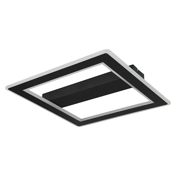 Globo LED-Deckenleuchte MATTIA - 30 W, L x B x H: 45 x 45 x 5 cm, Schwarz, Warmweiß - Moderne LED-Deckenleuchte mit rechteckigem Design und silbernen Akzenten. Ideal für stilvolle Innenräume.