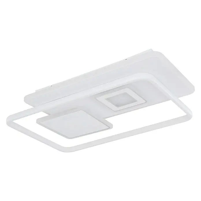 Globo LED-Deckenleuchte RODERICK - 55 W, L x B x H: 44 x 65 x 6 cm, Weiß, Warmweiß - Moderne weiße LED-Deckenleuchte mit quadratischen Elementen für eine helle und stilvolle Beleuchtung.