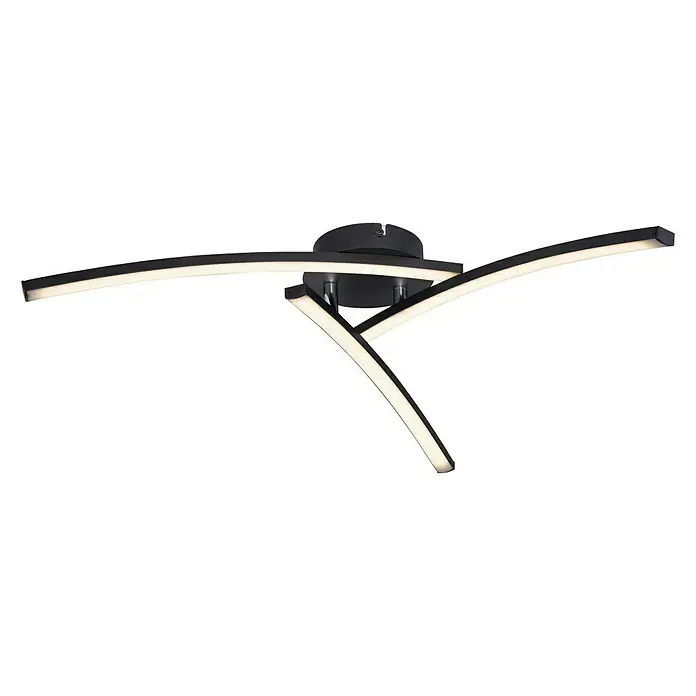 Globo LED-Deckenleuchte TANSY I - 18 W, Schwarz, Warmweiß, 1 Stk. - Elegante Deckenleuchte in Schwarz mit geschwungenen LED-Lichtern, die ein modernes und stilvolles Ambiente erzeugt. Ideal für Wohn- und Schlafräume.