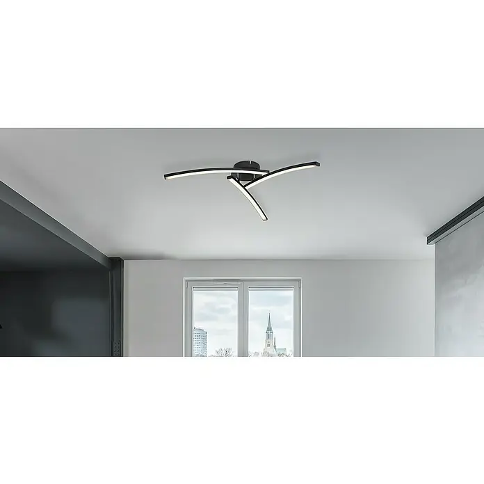 Globo LED-Deckenleuchte TANSY I - 18 W, Schwarz, Warmweiß, 1 Stk. - Moderne Deckenleuchte mit geschwungenen LED-Armen in Schwarz, die ein helles und energieeffizientes Licht erzeugt. Perfekt für stilvolle Wohnräume.