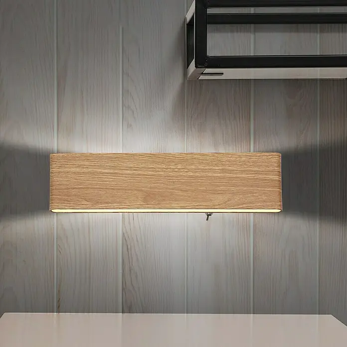 Globo LED-Wandleuchte SIEGFRIED - B x H: 29,5 x 8 cm, 12 W, Holz, Warmweiß - Holz-Wandleuchte mit warmem Licht. Elegantes Design, das jedem Raum eine natürliche Note verleiht. Ideal für Wohnzimmer, Schlafzimmer oder Flur.
