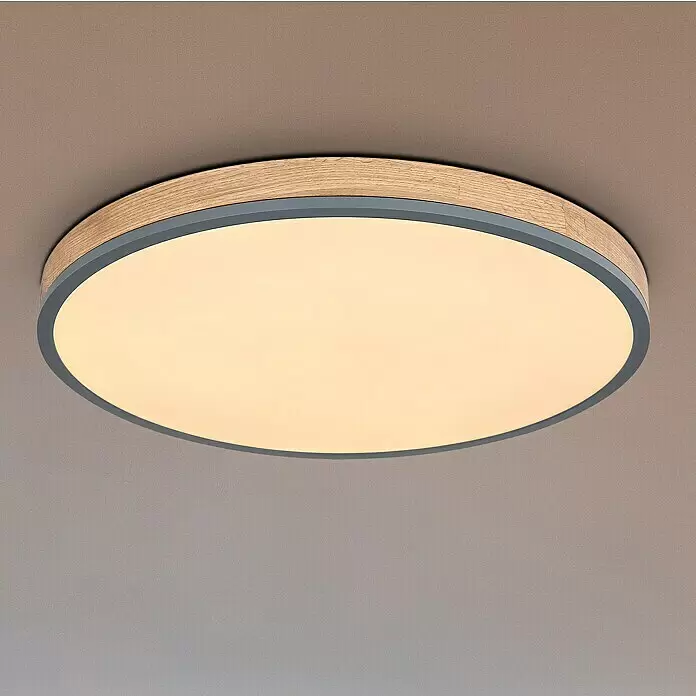 Globo Doro LED-Deckenleuchte rund Holzoptik - 40 W, Durchmesser: 60 cm, Graphit/Holzoptik, Mehrfarbig - Bildausschnitt