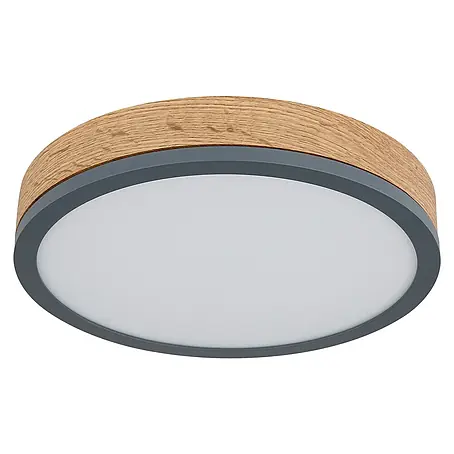 Globo Doro LED-Deckenleuchte rund Holzoptik