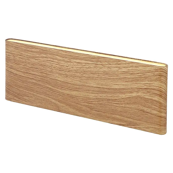 Globo LED-Wandleuchte SIEGFRIED - B x H: 22,5 x 8 cm, 8 W, Holz, Warmweiß - Elegantes Wandregal aus hellem Holz mit abgerundeten Kanten, ideal für eine moderne Inneneinrichtung und als stilvolle Ablagefläche.