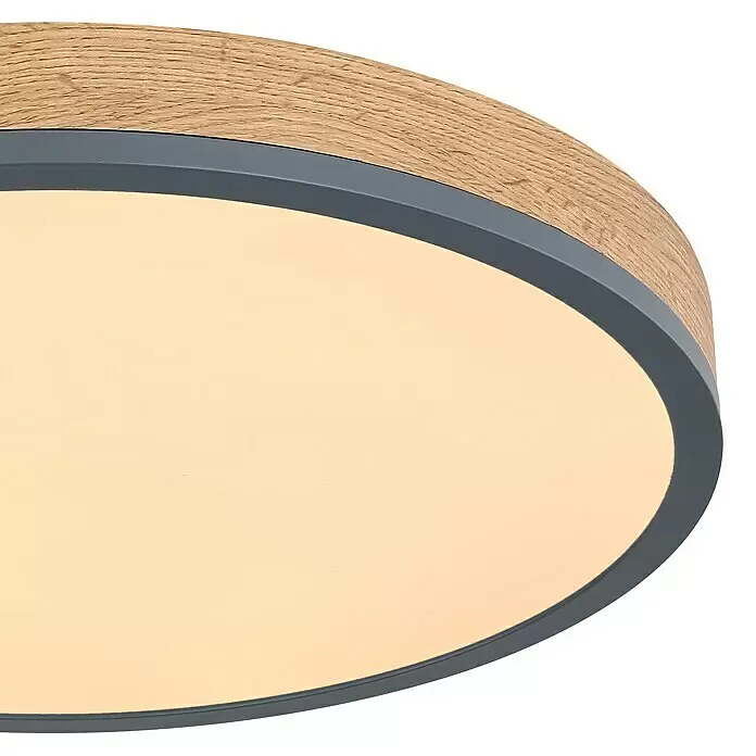 Globo Doro LED-Deckenleuchte rund Holzoptik - 24 W, Durchmesser: 45 cm, Graphit/Holzoptik, Warmweiß - Detailaufnahme
