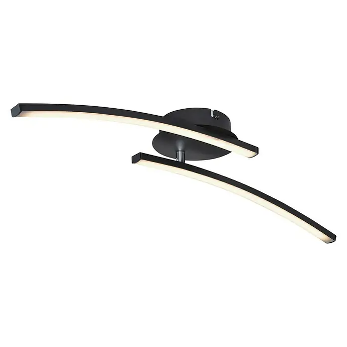Globo LED-Deckenleuchte TANSY I - 12 W, L x B x H: 59 x 12 x 11 cm, Schwarz, Warmweiß, 1 Stk. - Schwarze LED-Deckenleuchte mit geschwungenen Armen und hellem, warmweissem Licht. Elegantes Design für moderne Innenräume.