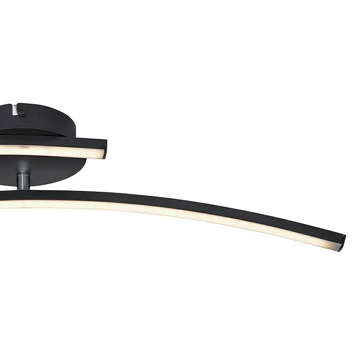 Globo LED-Deckenleuchte TANSY I - 12 W, L x B x H: 59 x 12 x 11 cm, Schwarz, Warmweiß, 1 Stk. - Moderne LED-Deckenleuchte in Schwarz mit geschwungenen Leuchtelementen für eine stilvolle Beleuchtung.