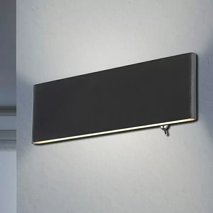 Globo LED-Wandleuchte SIEGFRIED - B x H: 22,5 x 8 cm, 8 W, Schwarz, Warmweiß - Bildausschnitt