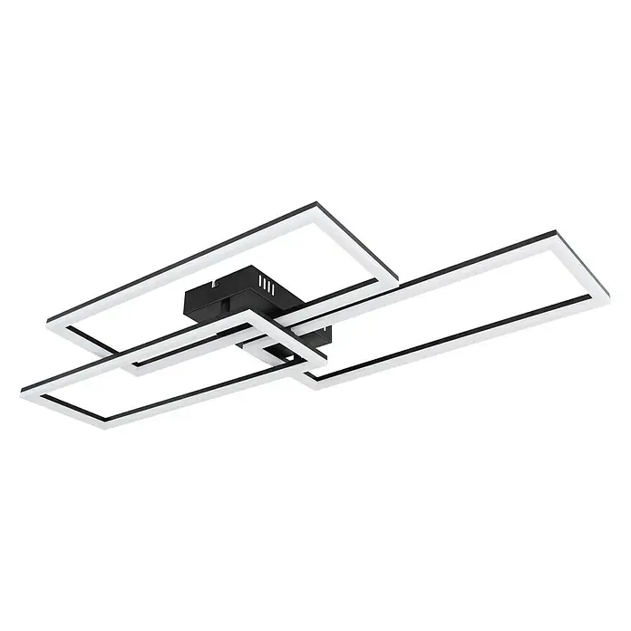 Globo LED-Deckenleuchte TINY - 58 W, L x B x H: 90 x 40 x 8 cm, Schwarz, Warmweiß - Moderne Deckenleuchte mit geometrischen Formen. Die LED-Lampe erzeugt helles Licht und ist ein Blickfang.