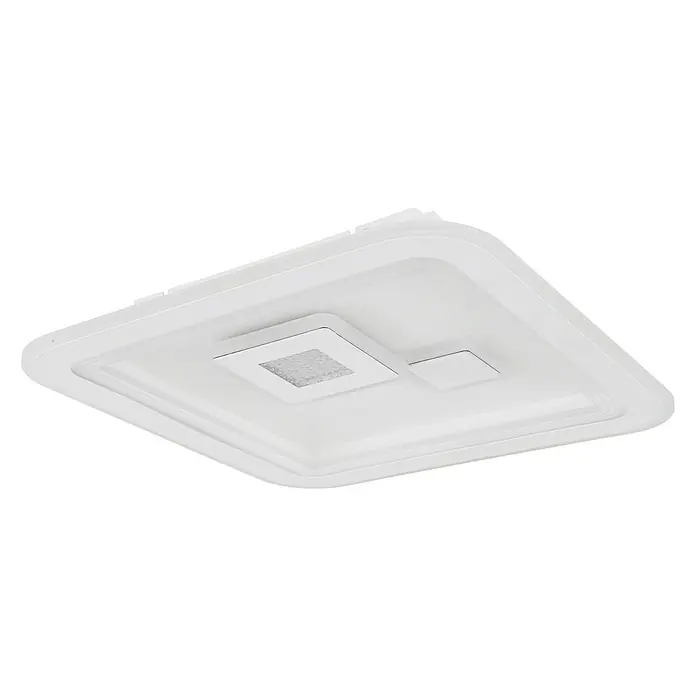Globo LED-Deckenleuchte VALERIA - 40 W, L x B x H: 46,6 x 46,6 x 7,4 cm, Weiß, Warmweiß, Eckig - Weiße LED-Deckenleuchte mit quadratischem Design für moderne Innenräume und energiesparende Beleuchtung.