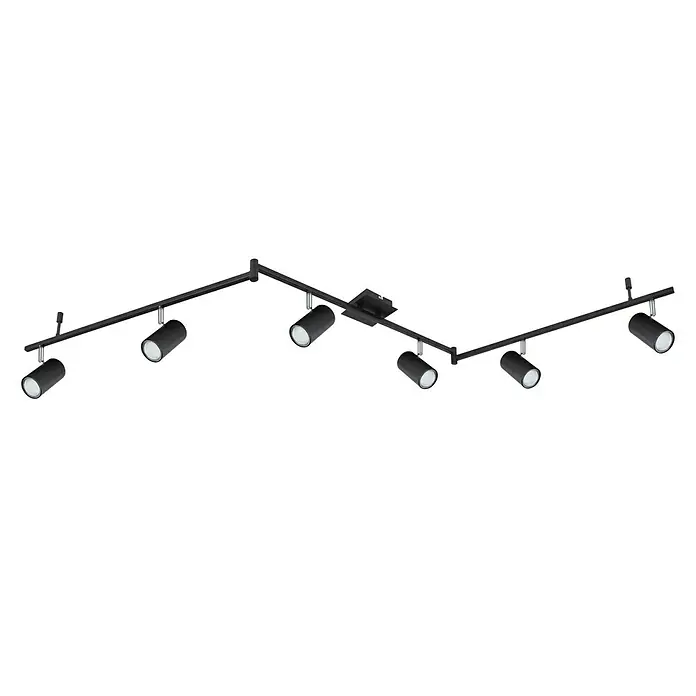 Globo Robby Deckenstrahler - 35 W, L x B x H: 180 x 10 x 18,5 cm, Nickel-matt, Sonstige - Eine moderne, schwarze LED-Deckenleuchte mit sieben schwenkbaren Spots, ideal für eine flexible Beleuchtung im Wohnraum.