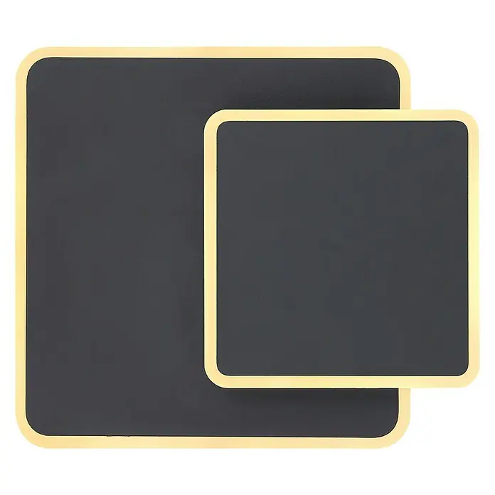 Globo LED-Wandleuchte MANY - 12 W, L x B x H: 17 x 20 x 17 cm, Schwarz, Warmweiß - Das moderne LED-Wandleuchte Design mit zwei überlappenden Quadraten in Grau und Gold sorgt für stilvolle Beleuchtung in jedem Raum.