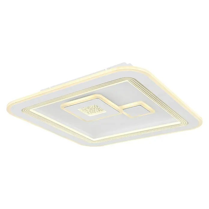 Globo LED-Deckenleuchte VALERIA - 40 W, L x B x H: 46,6 x 46,6 x 7,4 cm, Weiß, Warmweiß, Eckig - Elegante LED-Deckenleuchte mit modernem Design. Quadratische Form mit dekorativen Elementen für stilvolle Beleuchtung im Raum.