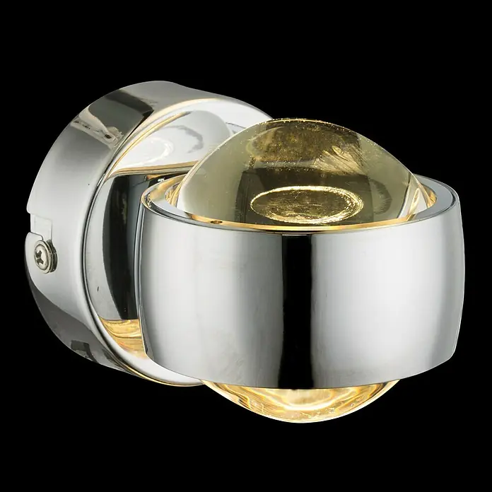 Globo Wandleuchte RANDI - 6 W, Chrom, Sonstige - Moderne Wandleuchte mit Chrom-Finish und bernsteinfarbenem Glaskugelschirm, ideal für stilvolle Beleuchtung in jedem Raum.