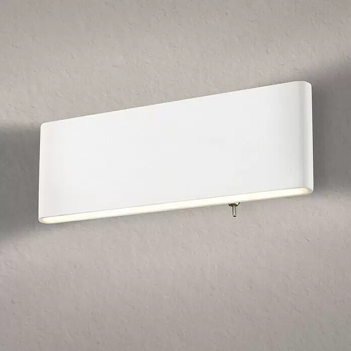 Globo LED-Wandleuchte SIEGFRIED - B x H: 22,5 x 8 cm, 8 W, Weiß, Warmweiß - Weiße, rechteckige Wandleuchte mit abgerundeten Ecken, von unten beleuchtet, wirft sanftes Licht.