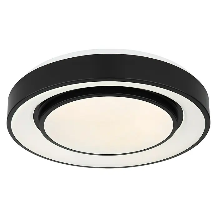 Globo LED-Deckenleuchte rund SULLY - 24 W, Ø x H: 380 mm x 7,5 cm, Schwarz, Warmweiß - Moderne Deckenleuchte in Schwarz und Weiß. Das schlanke Design macht diese Leuchte zu einem Blickfang.