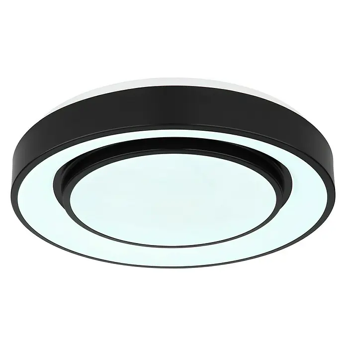 Globo LED-Deckenleuchte rund SULLY - 24 W, Ø x H: 380 mm x 7,5 cm, Schwarz, Warmweiß - Moderne Deckenleuchte mit schwarzem Rand und LED-Beleuchtung. Das elegante Design sorgt für eine angenehme Atmosphäre im Raum.