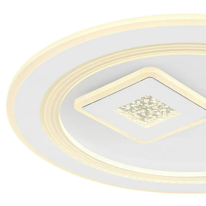 Globo LED-Deckenleuchte VALERIA40 W, L x B x H: 46,6 x 46,6 x 7,4 cm, Weiß, Warmweiß, Rund - Elegante weiße Deckenleuchte mit modernem Design und quadratischem Mittelteil. Ideal für stilvolle Beleuchtung in jedem Raum.