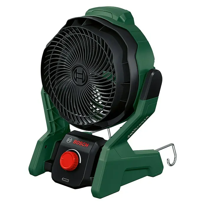 Bosch Power for All 18V Akku-Ventilator UniversalFan 18V-1000 - 18 V, Ohne Akku, Luftmenge: 1.000 m³/h - Der Bosch JetBreeze Akku-Ventilator in Grün und Schwarz bietet kabellose Kühlung für verschiedene Anwendungen.