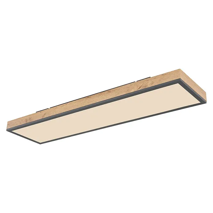 Globo Doro LED-Panel Holzoptik - 24 W, 80 x 20 cm, Holzoptik/Graphit, Mehrfarbig - Moderne LED-Deckenleuchte mit Holzrahmen und schmalem grauen Rand. Helles, einladendes Licht für jeden Raum.
