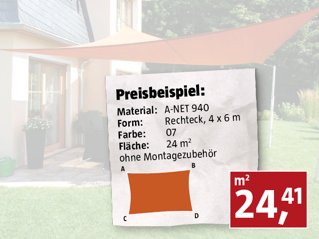 Preisbeispiel Sonnensegel nach Maß