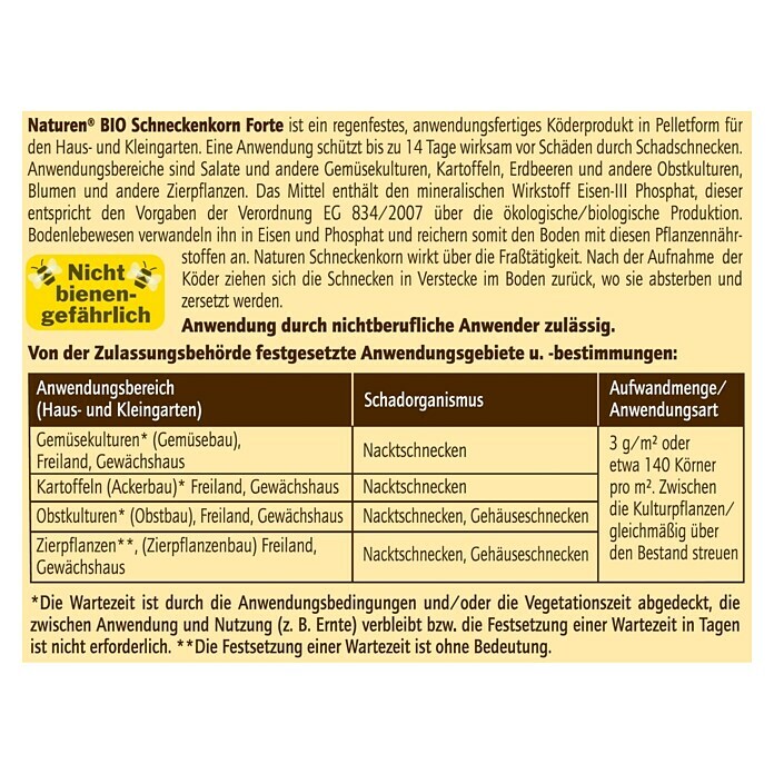 Naturen Bio Schneckenkorn Forte600 g Back View