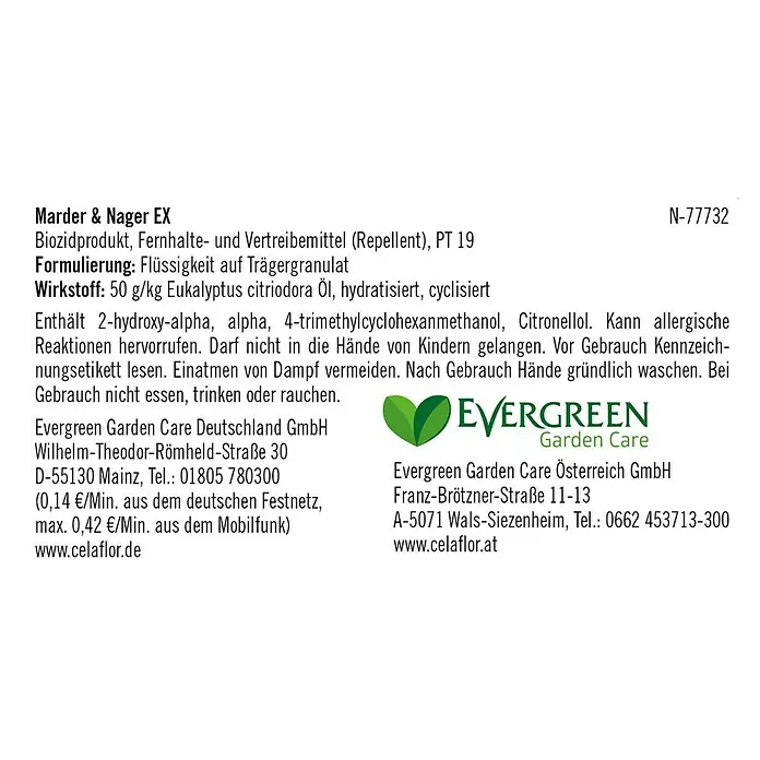 Substral Celaflor Marderschutz EX - Geeignet für: Marder - Produktinformationen zu Marder & Nager EX, einem Biozidprodukt zur Fernhaltung und Vertreibung von Nagetieren, hergestellt von Evergreen Garden Care.