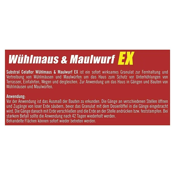 Substral Celaflor Wühlmaus- & Maulwurfschreck EX - Geeignet für: Maulwürfe & Wühlmause - Substral Celaflor Wühlmaus & Maulwurf EX: Effektives Granulat zur Fernhaltung von Wühlmäusen und Maulwürfen. Schützt Terrassen und Einfahrten.