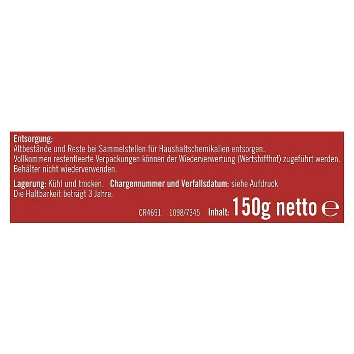 Substral Celaflor Wühlmaus- & Maulwurfschreck EX - Geeignet für: Maulwürfe & Wühlmause - Informationen zur Entsorgung, Lagerung und Haltbarkeit des Produkts, zusammen mit Nettogewicht und Chargennummer.