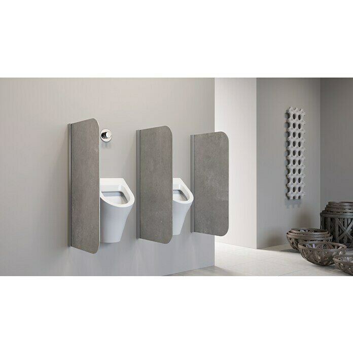 GEO Urinal-Trennwand Radius 100 (50 x 90 cm, Aluminium-Verbundplatte mit Polyethylen-Kern, Dekor: Villar)