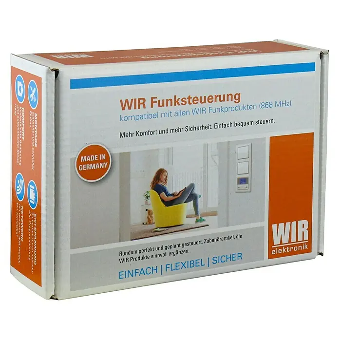 WIR elektronik Funksender eUHR eU340 SmartSafe - L x B x H: 50 x 50 x 15 mm, Verkehrsweiß - Kartonverpackung für WIR Funksteuerung, kompatibel mit allen WIR Funkprodukten. Einfache Steuerung für mehr Komfort und Sicherheit.