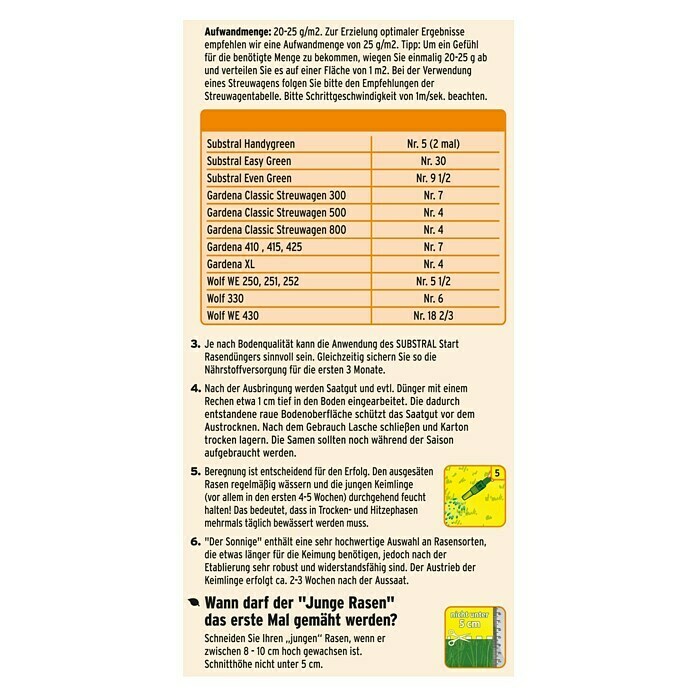 Substral Rasensamen Der Sonnige1,125 kg, 50 m² Back View