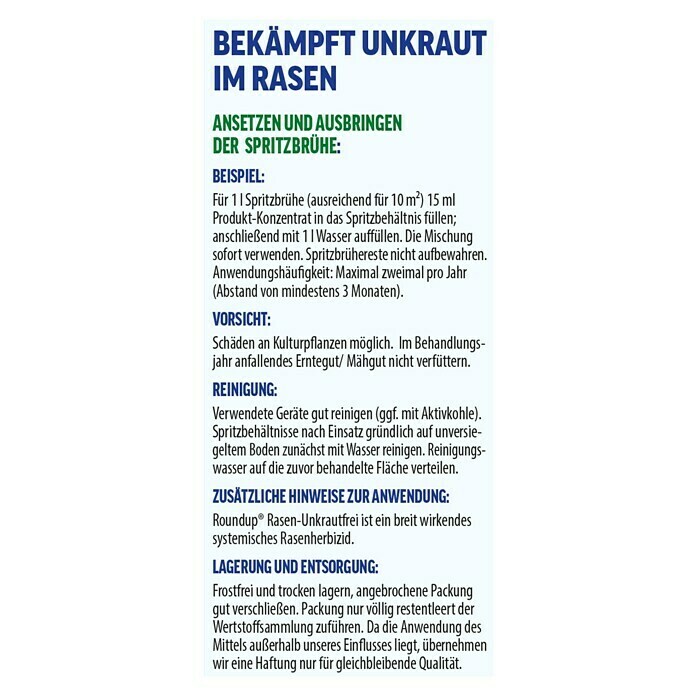 Roundup Unkrautvernichter Rasen-UnkrautfreiGlyphosatfrei, 100 ml Back View