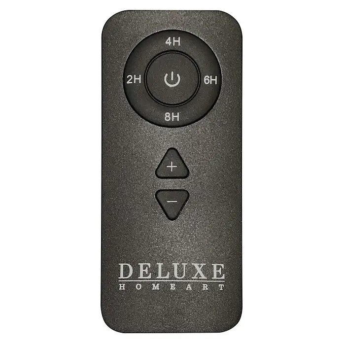 DeluxeHomeart Fernbedienung LED-Kerzen - Schwarz, 10 x 4,5 cm - Nahaufnahme der DELUXE HOMEART Fernbedienung, die Funktionen wie Timer und Helligkeitsregler bietet. Praktisch für die Steuerung Ihrer Beleuchtung.