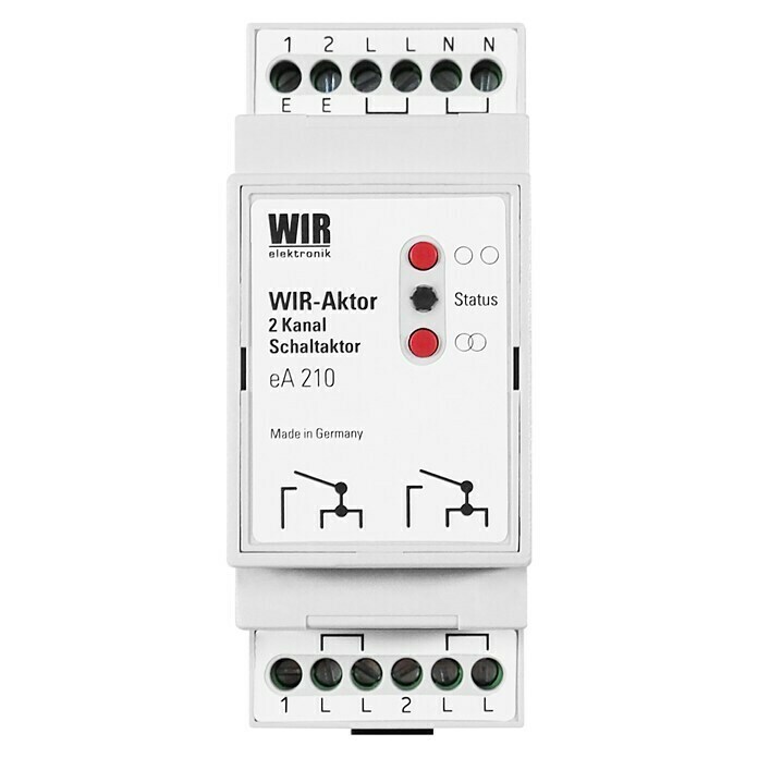 WIR elektronik Aktor 2-Kanal eA210 Hutschienenmontage (Schaltleistung: 5 A 250 VAC/1250 VA, 2-Kanal) | BAUHAUS