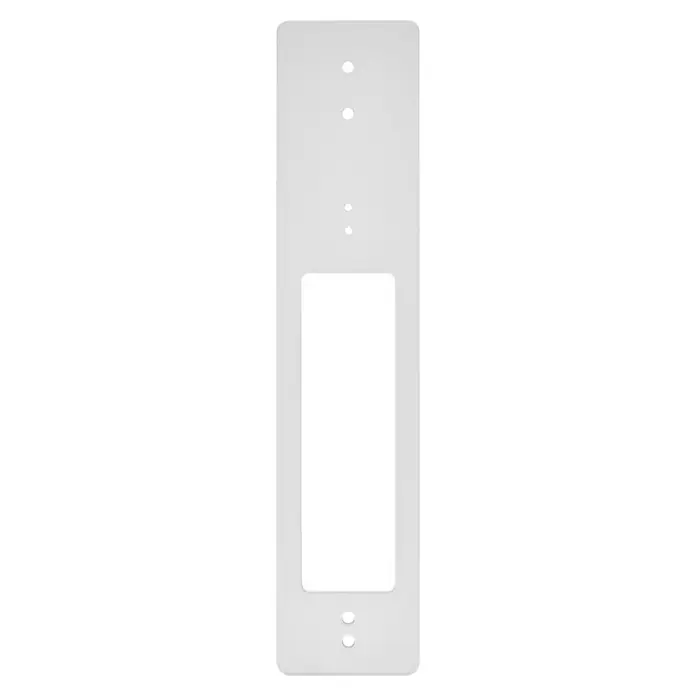 WIR elektronik Abdeckung Blendenadapter - Passend für: eWickler der 8er-Serie (Unterputz) - Weiße Montageplatte mit rechteckiger Aussparung und Schraubenlöchern zur sicheren Befestigung elektronischer Geräte.