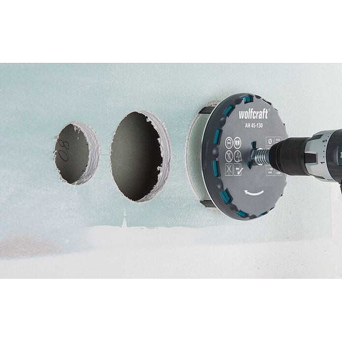 Wolfcraft Lochsäge AH 45-130 (Lochdurchmesser: 45 mm - 130 mm, Schnitttiefe: 30 mm (einseitig))