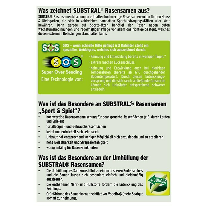 Substral Spiel- & Sportrasensamen2 kg, 100 m² Back View