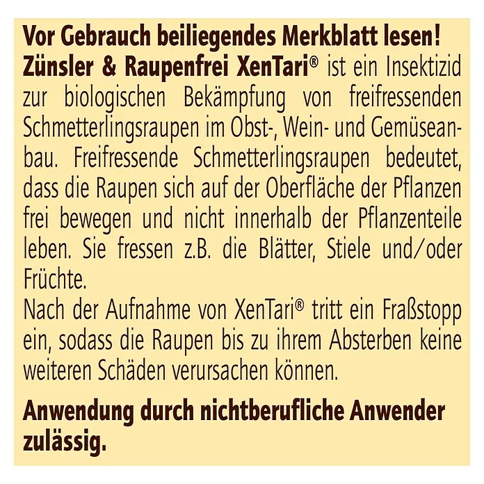 Substral Naturen Raupenfrei Xentari - 8 Stk., 2,5 g - Produktinformationen zu Zünsler & Raupenfrei XenTari®, einem Insektizid zur biologischen Bekämpfung von Schmetterlingsraupen.