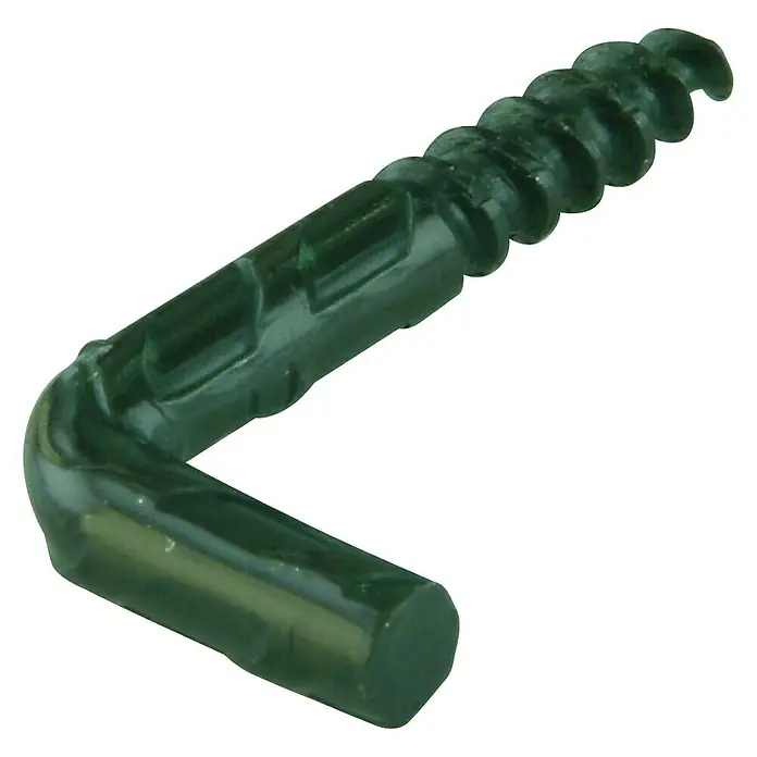 Schraubhaken - Ø x L: 4,2 x 30 mm, 10 Stk., Holzgewinde, Schwarz, Gerade - Nahaufnahme eines schwarzen, L-förmigen Schraubhaken mit Gewinde, ideal für Befestigungen im Innen- und Außenbereich.