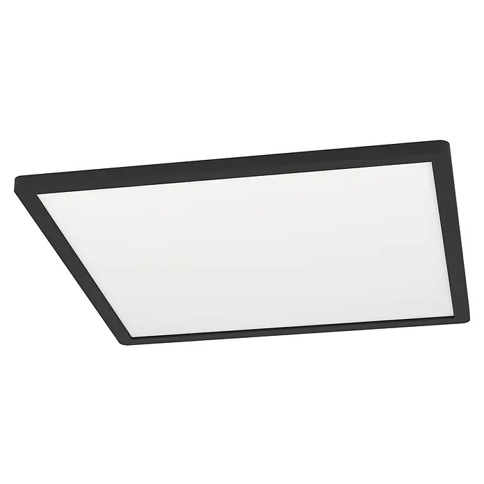 Eglo connect.z LED-Panel ROVITO-Z - 16,5 W, L x B x H: 42 x 42 x 2,5 cm, Schwarz, RGB - Bild einer LED-Deckenleuchte mit schwarzem Rahmen und weißem Leuchtpanel, ideal für moderne Büros und Wohnräume.