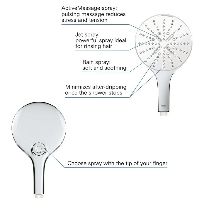 Grohe Douchekop Vitalio SmartActive 150 (Aantal functies: 3 st., Chroom, Rond) | BAUHAUS