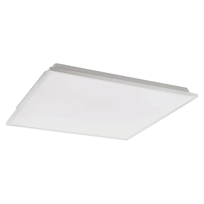 Eglo connect.z LED-Panel HERRORA-Z - 22 W, L x B x H: 45 x 45 x 4 cm, Weiß - Nahaufnahme einer quadratischen LED-Deckenleuchte mit weißem Diffusor und schmalem Rahmen. Ideal für moderne Innenräume.