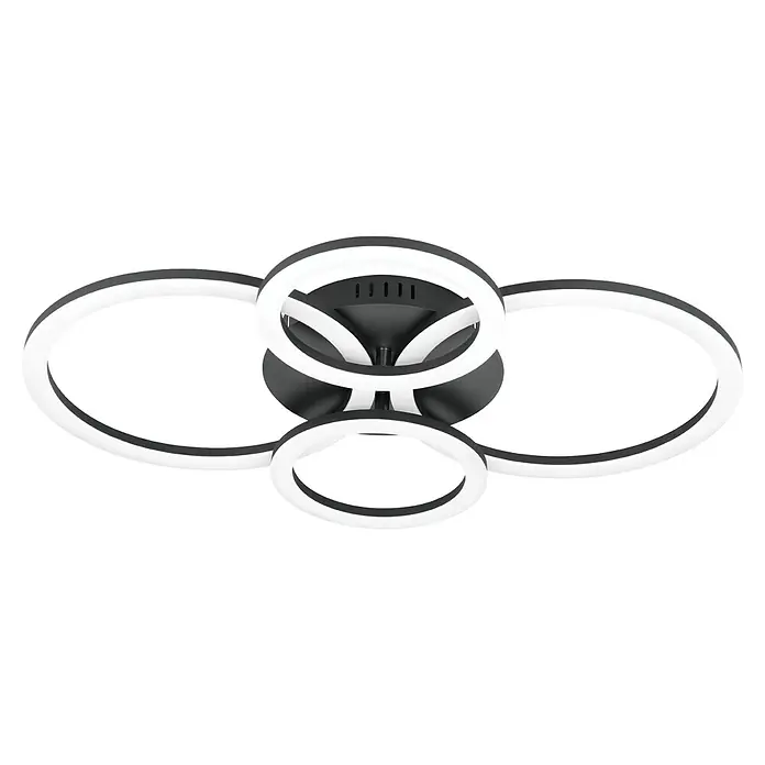 Eglo LED-Deckenleuchte PARANDAY-Z41 W, L x B x H: 61,5 x 45 x 8 cm, Schwarz - Moderne LED-Deckenleuchte mit drei ineinander verschlungenen Ringen, die ein helles und stilvolles Ambiente erzeugen. Ideal für Wohn- und Schlafräume.