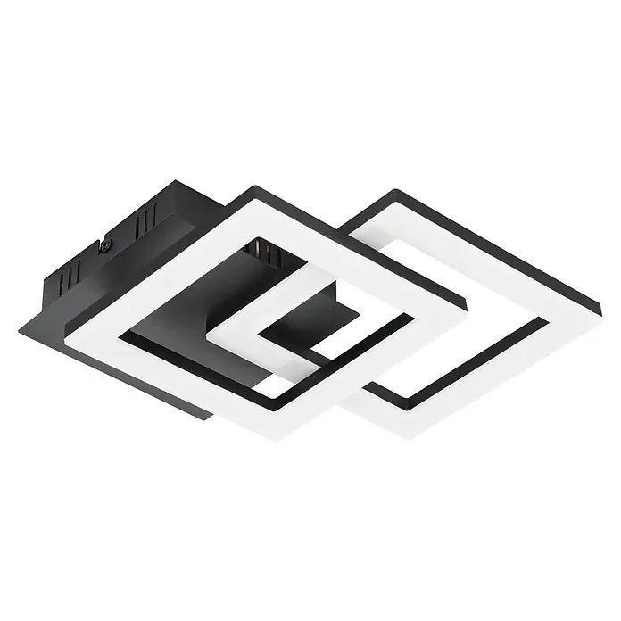 Eglo LED-Deckenleuchte PARANDAY-Z - 15,5 W, L x B x H: 47 x 22,5 x 6 cm, Schwarz - Moderne LED-Deckenleuchte mit zwei ineinander verschlungenen Quadraten in Schwarz und Weiß. Elegantes Design für zeitgemäße Innenräume.